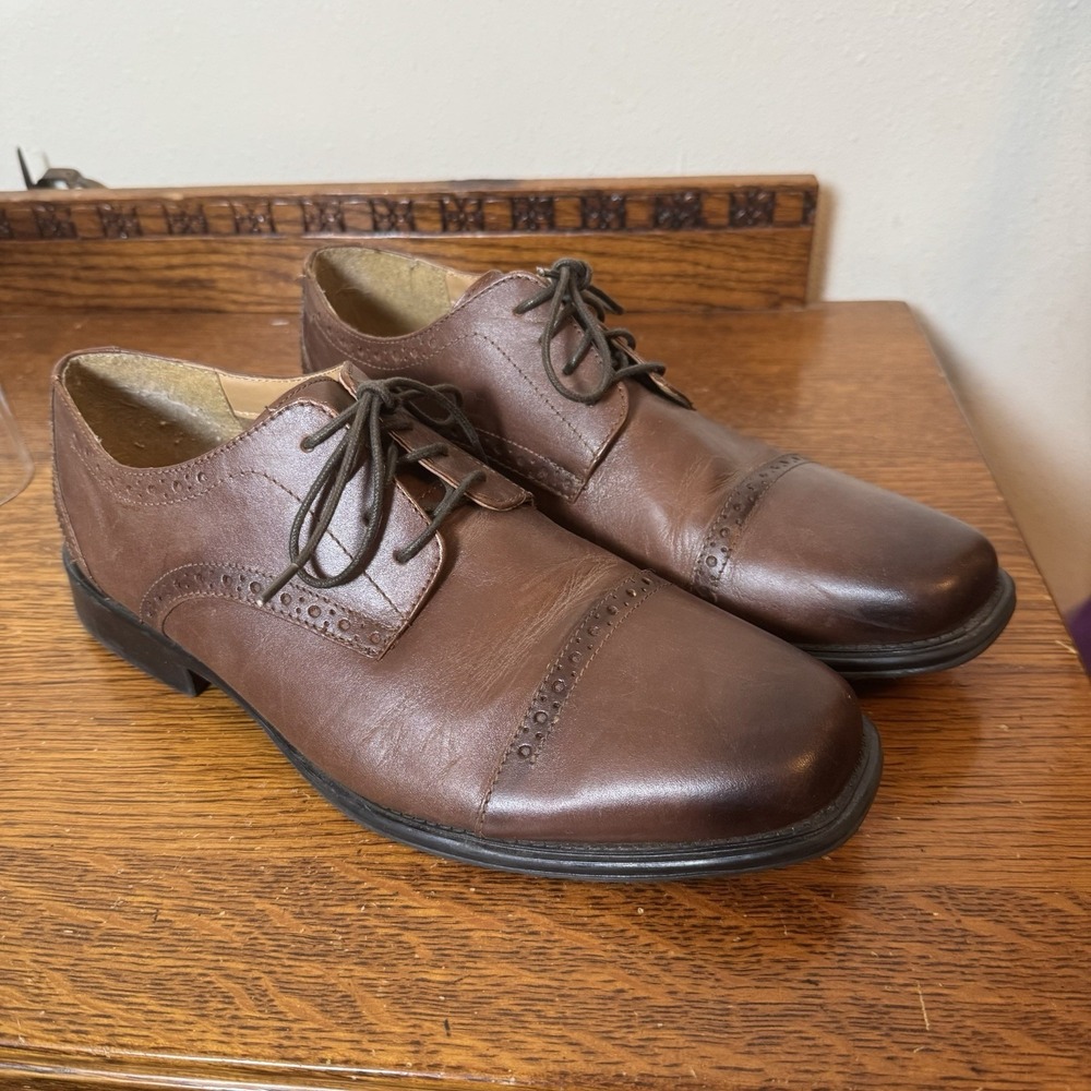 Stacy Adams Men's 10.5M Brown Leather Cap Toe Oxford Dress Shoes‎ Classic Style